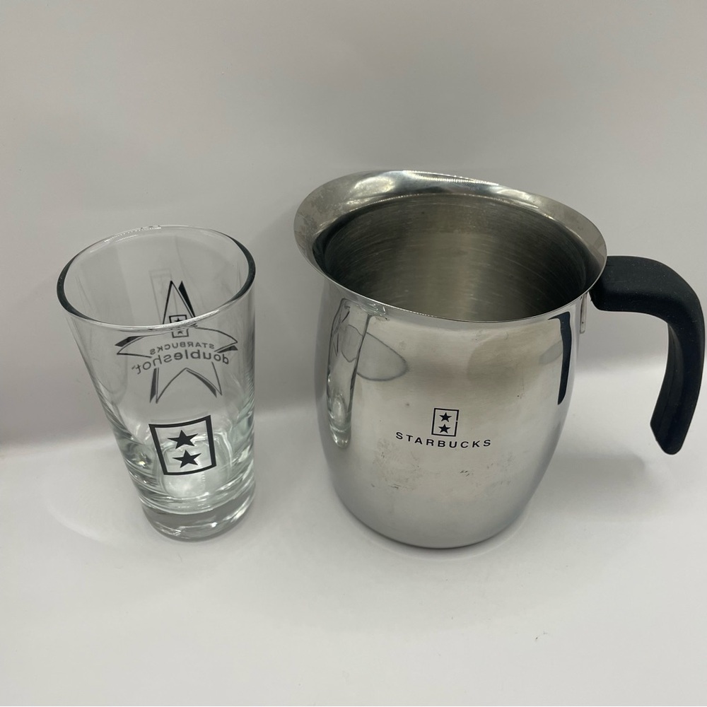 Starbucks Combo * 2-Star Barista Milk Pitcher and Doubleshot Glass